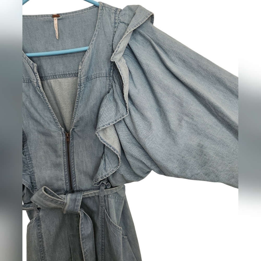 Free People Imogene Blue Denim Mini Dress Size XS - Picture 2 of 9